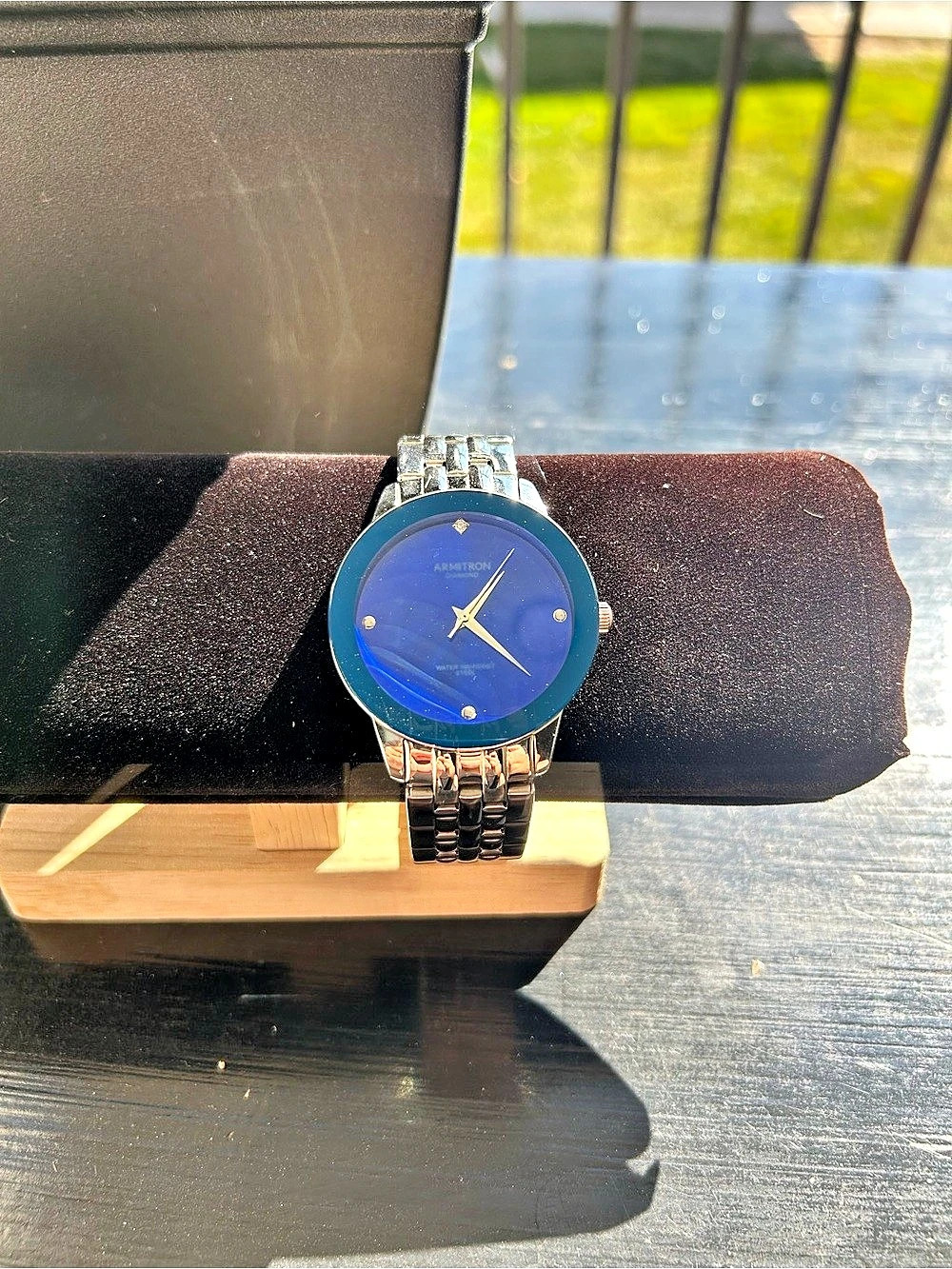 Armitron Men's Silver-Tone Blue Diamond Dial Dress Watch